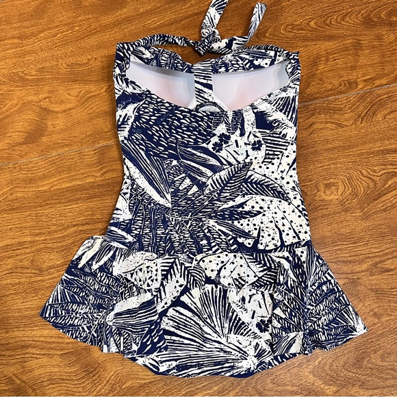 Rose.Marie.Reid Blue white Floral Tropical Print Swimsuit size S - Picture 9 of 9